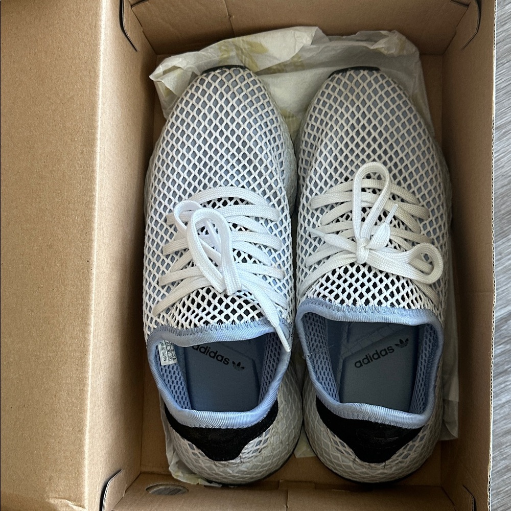 Adidas Deerupt Runner White and Blue Mesh